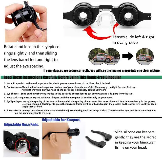 Alt view image 5 of 7 - Hands-Free Binoculars Glasses for Opera, TV, Fishing, Concerts, Theater