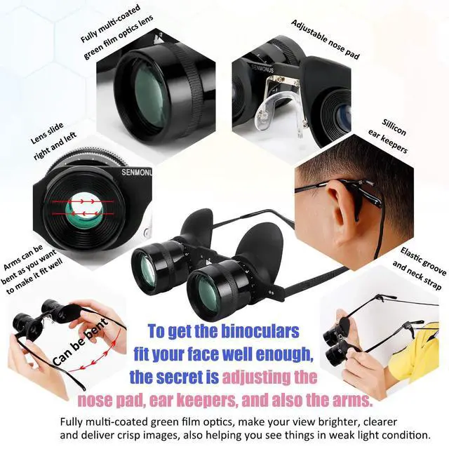 Alt view image 6 of 7 - Hands-Free Binoculars Glasses for Opera, TV, Fishing, Concerts, Theater