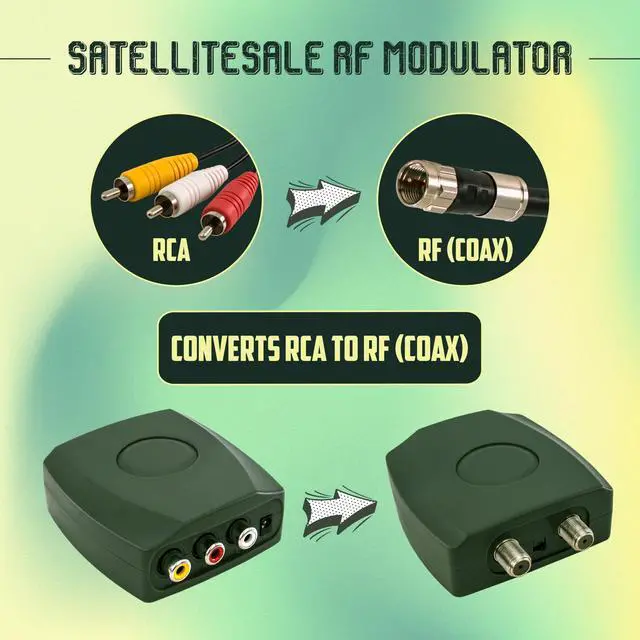 Alt view image 2 of 6 - RF Modulator RCA Composite to RF Coaxial Converter Includes AV RCA Cable and Power Supply