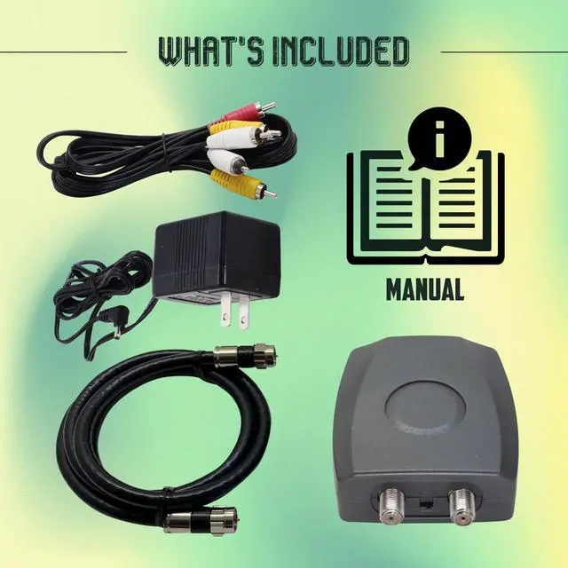 Alt view image 5 of 6 - RF Modulator RCA Composite to RF Coaxial Converter Includes AV RCA Cable and Power Supply