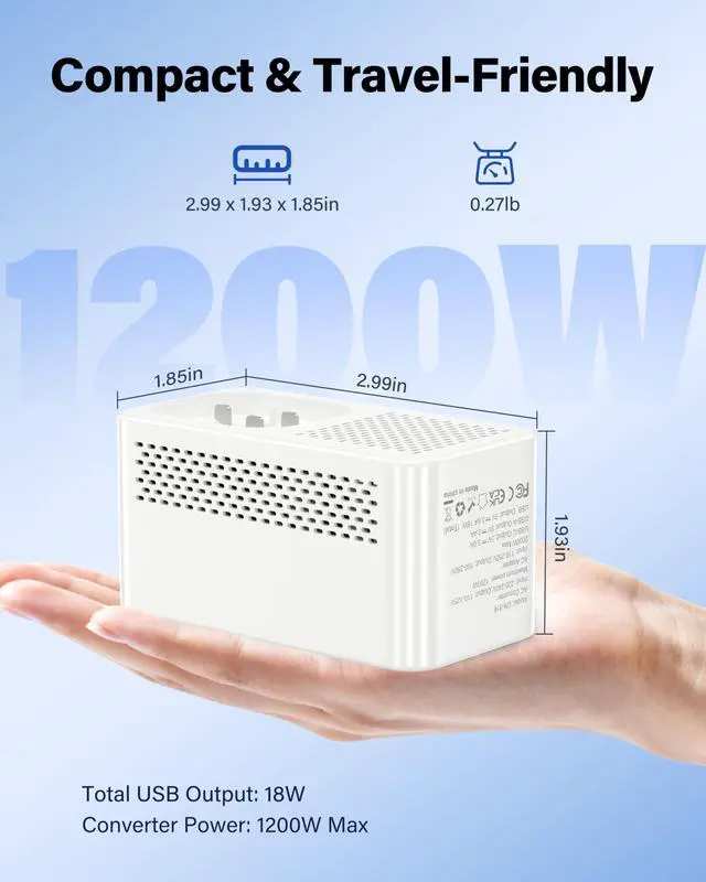 Alt view image 6 of 7 - Voltage Converter US to Europe, Travel Adapter Voltage Converter to Step Down 220V to 120V, Power Converter with 2 USB-A 2 USB-C Port & UK/AU/US/IT/European Travel Plug Adapters
