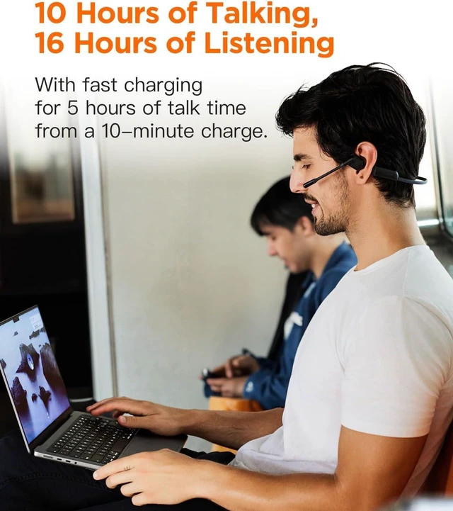 Alt view image 7 of 7 - Wireless Noise Cancelling Headphones with Mic,Wireless Headset with Mic for Work(50dB ENC&Mute Button) Bluetooth Headset for Work from Home/Office/PC/Call Center/Laptop/Teams/Zoom Gray