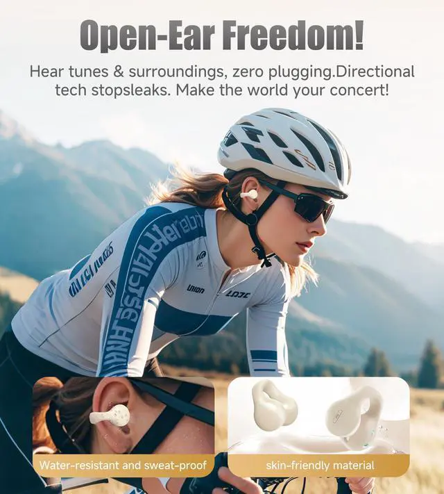 Alt view image 5 of 7 - King Lucky i21 Open Ear Clip On Earbuds Wireless Bluetooth Ear Clip Headphones with Mic,Noise Cancelling, Waterproof IPX4,for Small Ears,Perfect for Running,Sports,Glasses Wearers (White)
