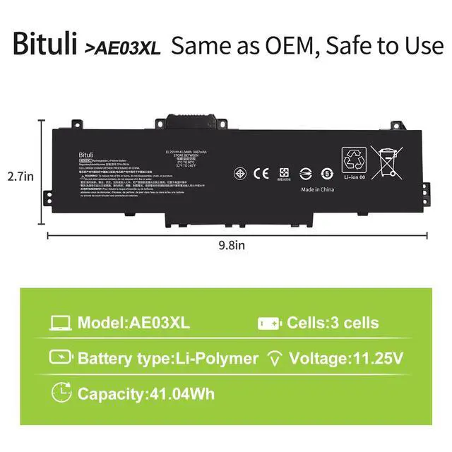 Alt view image 2 of 6 - AE03XL N21969-005 N2095-AC1 Battery for 240 250 G10 14-EP,HP 15 A11U A11UD GF66 11UD GF76 11UE Pulse HP 240 G10 84K99PA 834B4PA 834B2PA 85A19EA 836J6PA HSTNN-OB3E