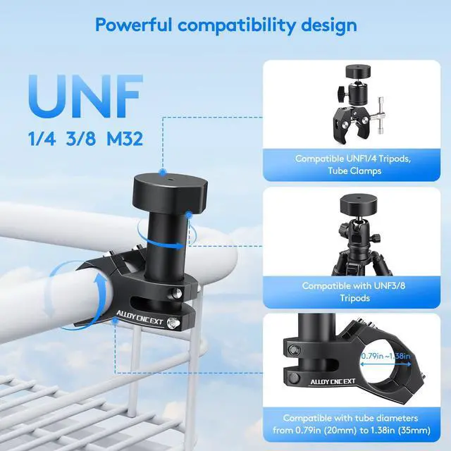 Alt view image 3 of 7 - Starlink Mini Mount Kit for RV, Boat, Camper, Ladder & Guardrail - CNC Aluminum Alloy Adjustable Clamp (0.79"-1.38" Pipe Diameter) - Universal Pipe Adapter Compatible with Starlink mini