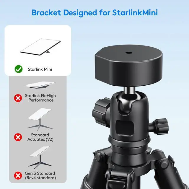 Alt view image 5 of 7 - Starlink Mini Mount Kit for RV, Boat, Camper, Ladder & Guardrail - CNC Aluminum Alloy Adjustable Clamp (0.79"-1.38" Pipe Diameter) - Universal Pipe Adapter Compatible with Starlink mini
