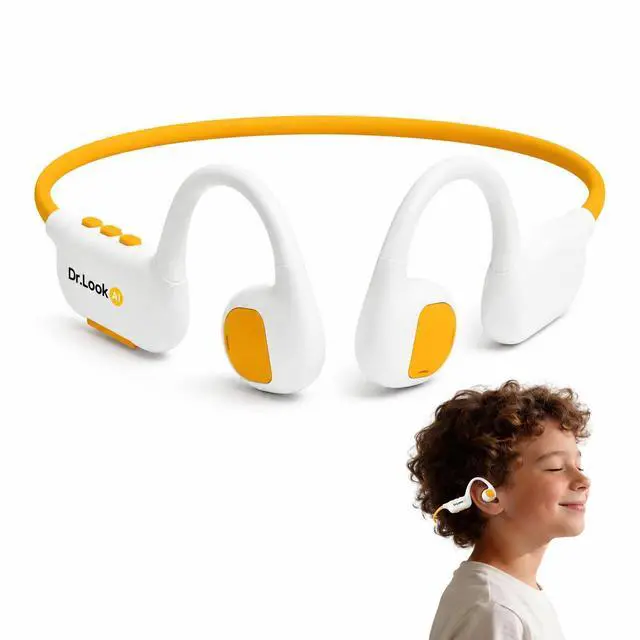 Main image of Kids Headphones - Bluetooth 6.0 Air Conduction Open Ear Kids Bluetooth Headphones - 85dB Safe Volume, IPX4 Waterproof - with Mic for School, Gaming, Sleeping, White