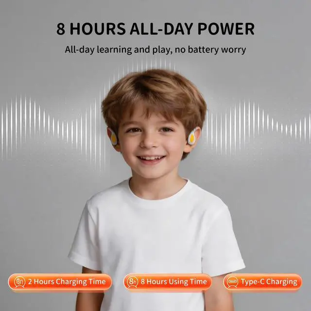 Alt view image 7 of 7 - Kids Headphones - Bluetooth 6.0 Air Conduction Open Ear Kids Bluetooth Headphones - 85dB Safe Volume, IPX4 Waterproof - with Mic for School, Gaming, Sleeping, White