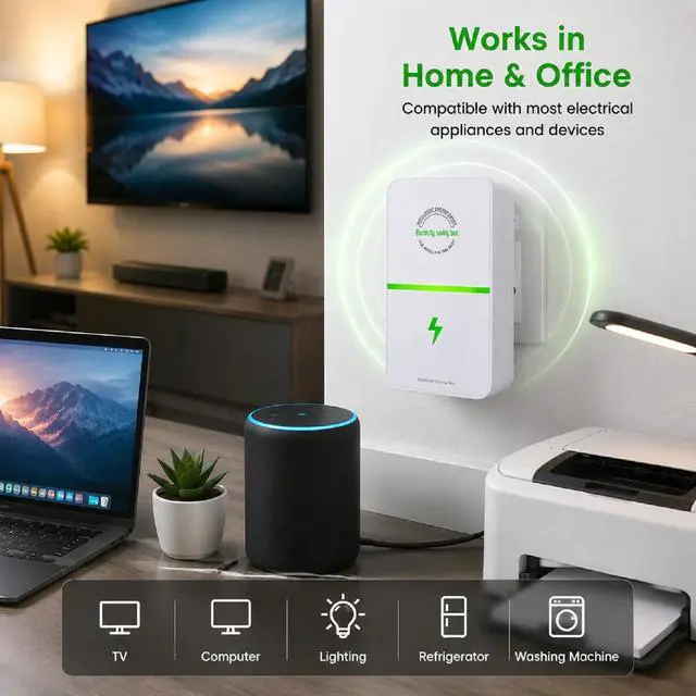 Alt view image 4 of 7 - New Universal Energy-Saving Box,Reduce Electricity Bills,Surge Protector Strips Voltage Outlet,Energy Savings Device with Voltage Optimization, Automatic Stable Voltage Regulator for Home Office(2Pcs)