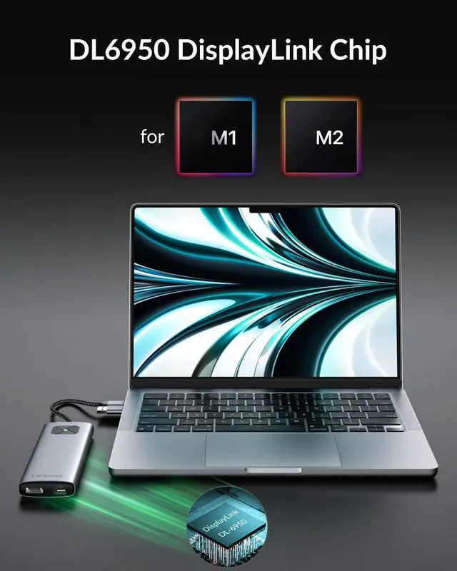 Alt view image 3 of 7 - LK10 10 in 1 Docking Station with Triple Display for Windows | 2 x HDMI, 2 x DP, 3 x USB-A 10 Gbps, 1 Gbps Ethernet, 100W PD, 3.5MM Audio, compatible with M1/M2 Macbook Neo/Dell/Lenovo/HP