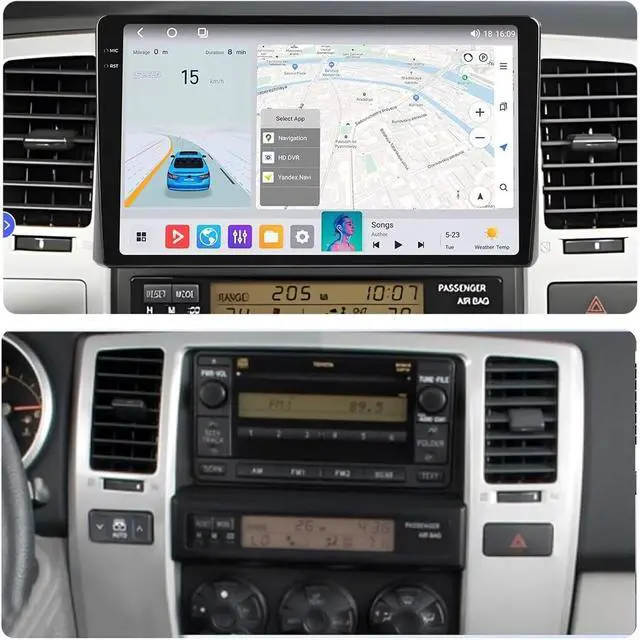 Alt view image 3 of 5 - 9'' Android Car Radio for Toyota 4Runner 2003-2009,8 core 2+64G | Touch Screen Upgrade Stereo Head Unit with 4G LTE Wireless CarPlay/Android Auto/FM Radio