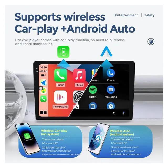 Alt view image 4 of 5 - 9'' Android Car Radio for Toyota 4Runner 2003-2009,8 core 2+64G | Touch Screen Upgrade Stereo Head Unit with 4G LTE Wireless CarPlay/Android Auto/FM Radio