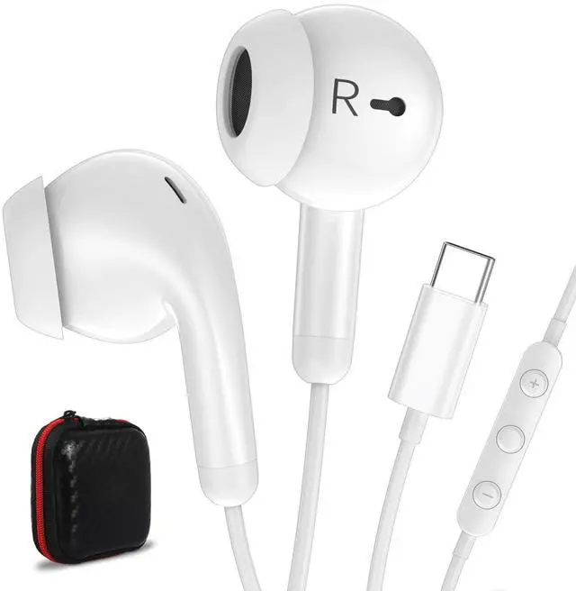 Main image of USB C Earbuds Headphones for iPad 10th Gen/iPhone 17 16 15 White | USB-C Wired Earphones with Mic Volume Control Noise Isolating HiFi Stereo Type C Headset for Google Pixel 10 Pro/Galaxy S26