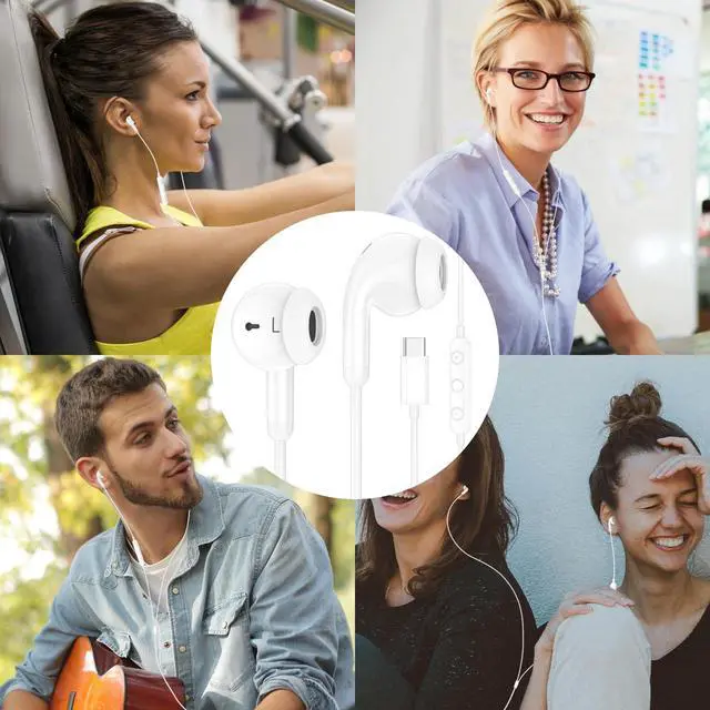Alt view image 5 of 7 - USB C Earbuds Headphones for iPad 10th Gen/iPhone 17 16 15 White | USB-C Wired Earphones with Mic Volume Control Noise Isolating HiFi Stereo Type C Headset for Google Pixel 10 Pro/Galaxy S26