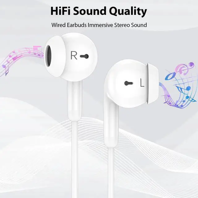 Alt view image 7 of 7 - USB C Earbuds Headphones for iPad 10th Gen/iPhone 17 16 15 White | USB-C Wired Earphones with Mic Volume Control Noise Isolating HiFi Stereo Type C Headset for Google Pixel 10 Pro/Galaxy S26