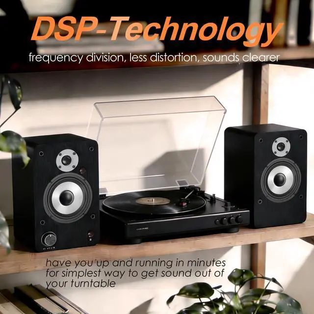 Alt view image 3 of 6 - 100W HiFi Active Bookshelf Speakers with Bluetooth | 1" Silk Tweeter & 4" Aluminum Woofer, DSP Audio Optimization for TV, Record Player & Home Theater