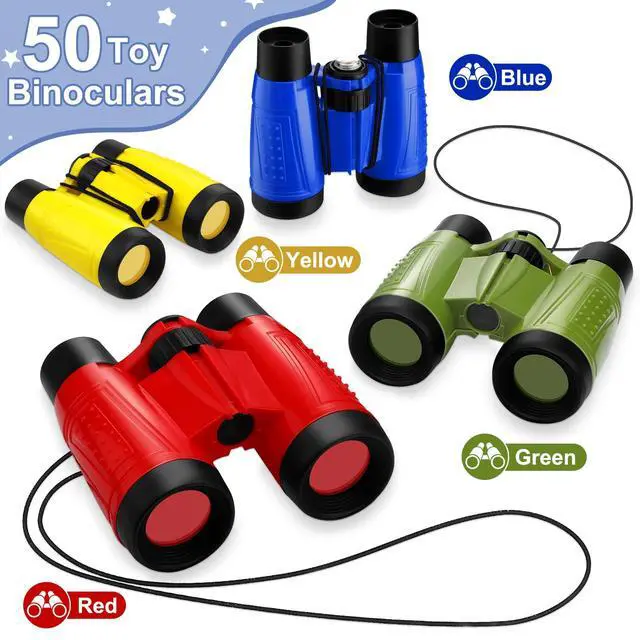 Alt view image 2 of 7 - 50 Pack Binoculars Small Compact Binoculars with Neck Strap Camping Party Favors Nature Exploration Toys for Bird Watching, Hiking, Camping, Travel, Learning(Multicolor)