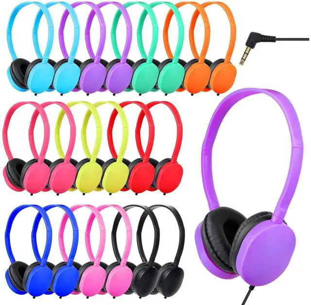 Main image of Bulk Classroom Headphones for Students School 20 Pack,Wired | Wholesale Headphones Class Set 3.5mm Jack for Chromebook Laptop PC Computer (10 Mixed Colors)