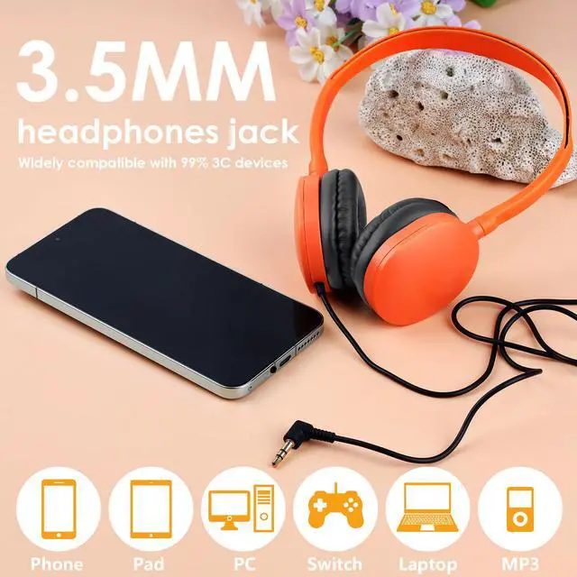 Alt view image 6 of 7 - Bulk Classroom Headphones for Students School 20 Pack,Wired | Wholesale Headphones Class Set 3.5mm Jack for Chromebook Laptop PC Computer (10 Mixed Colors)