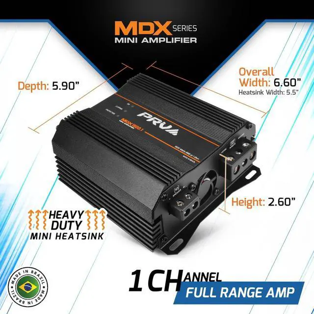 Alt view image 4 of 7 - MDX1800.1 1 Ohm Mini Car Audio Amplifier 1 Channel 1800 Watts RMS Ultra Compact Full Range Monoblock Class D Amp for Powersports, Motorcycles, ATV, for High Power Loudspeaker Systems