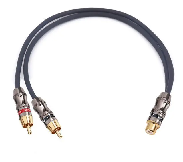 Alt view image 3 of 6 - RCA/Phono Splitter Cable RCA Female to Dual Male Gold Plated Adapter, Stereo Audio Y-Cable Heavy Duty (1 Female to 2 Male) 10" (25 cm)