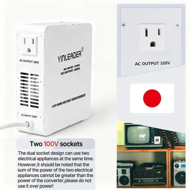 Alt view image 4 of 7 - 1500W US 120V to 100V JP Japan Voltage Converter Step Down Transformer | Ideal for Japanese Electronic Devices(White)