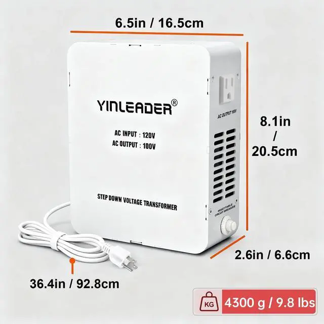 Alt view image 6 of 7 - 1500W US 120V to 100V JP Japan Voltage Converter Step Down Transformer | Ideal for Japanese Electronic Devices(White)