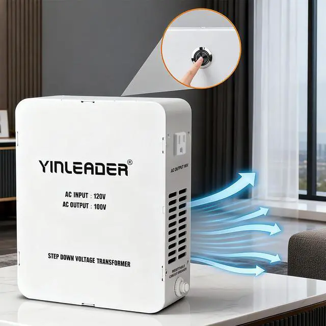 Alt view image 7 of 7 - 1500W US 120V to 100V JP Japan Voltage Converter Step Down Transformer | Ideal for Japanese Electronic Devices(White)