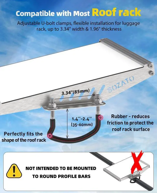 Alt view image 3 of 7 - Starlink Mini Car Mount, Starlink Mini Roof Rack Mounting Kit with Full Metal Protection, Shock-Absorbing Foam, Adjustable U-Bolt Clamps, Starlink MIni Rack Mount for Cars, RVs, Boats, Trucks