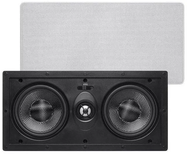 Main image of 2-Way Carbon Fiber In-Wall Center Channel Speaker - Dual 5.25 Inch (Single) Easy Install For Home Theater - Alpha Series,Off-White