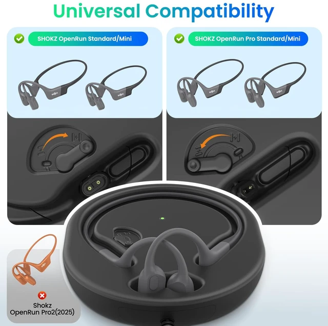 Alt view image 2 of 7 - 3 in 1 Wireless Charging Station Compatible with Shokz Headphones, Fast Charging Case Built in 2000mAh, Magnetic Charger Stand Dock Cord Charging Cable for Shokz OpenRun/Pro, OpenRun/Pro Mini