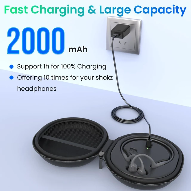Alt view image 3 of 7 - 3 in 1 Wireless Charging Station Compatible with Shokz Headphones, Fast Charging Case Built in 2000mAh, Magnetic Charger Stand Dock Cord Charging Cable for Shokz OpenRun/Pro, OpenRun/Pro Mini