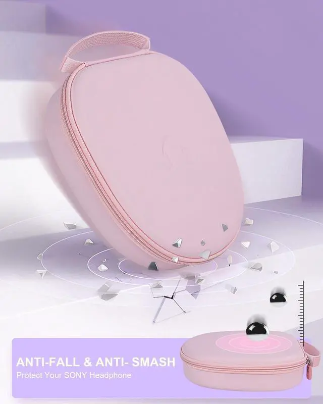 Alt view image 3 of 7 - Hard Headphone Case for Sony WH-CH720N / Soundcore by Anker Q20i, Pink | Over Ear Headphone Portable Carrying Case, Headphone Storage Protective Case for Travel Home, Handle Strap