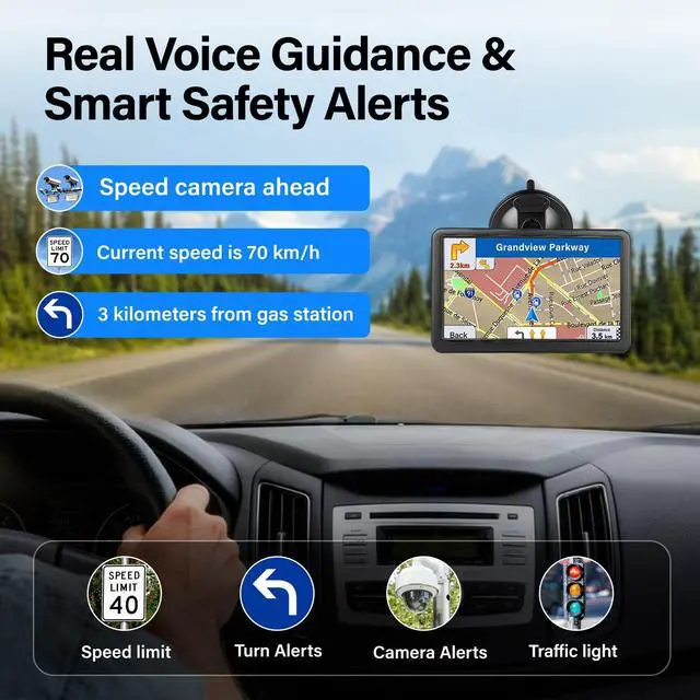 Alt view image 3 of 7 - GPS Navigator for Car Truck RV, 7" Touchscreen, 2026 Maps | 7" GPS Navigator for Car, Truck & RV with 2026 Maps, Truck Routing, Voice Guidance and Free Updates