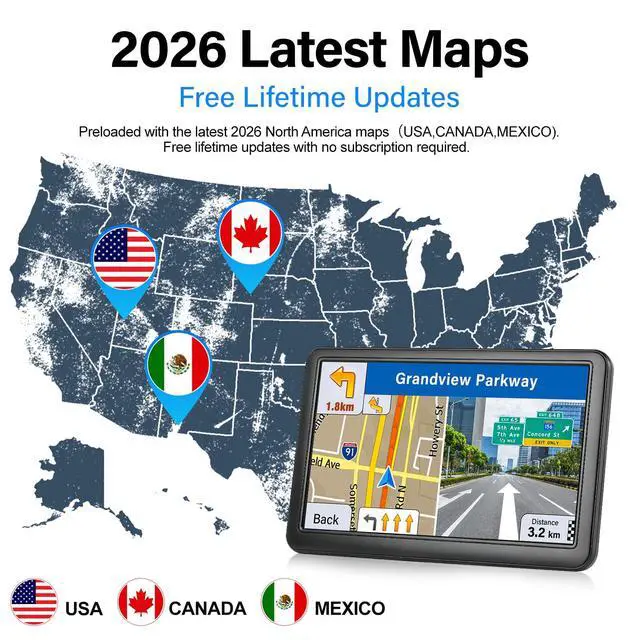 Alt view image 2 of 7 - GPS Navigator for Car Truck RV, 7" Touchscreen, 2026 Maps | 7" GPS Navigator for Car, Truck & RV with 2026 Maps, Truck Routing, Voice Guidance and Free Updates