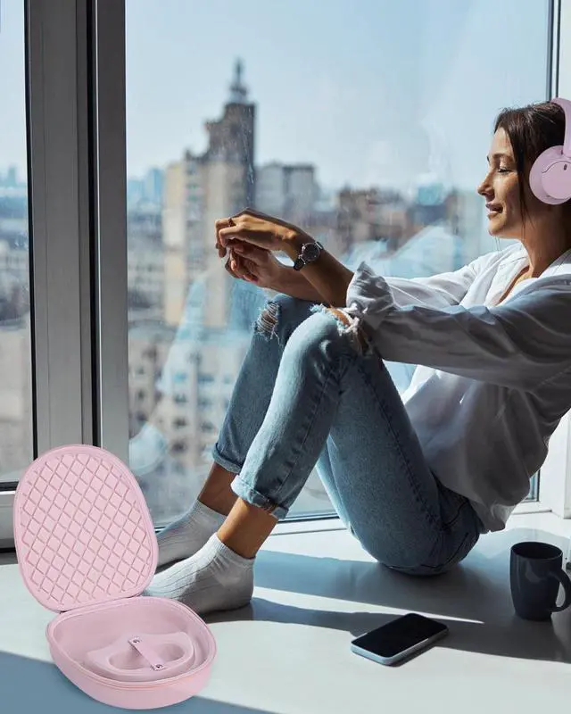 Alt view image 7 of 7 - Hard Headphone Case for Sony WH-CH720N / Soundcore by Anker Q20i, Pink | Over Ear Headphone Portable Carrying Case, Headphone Storage Protective Case for Travel Home, Handle Strap