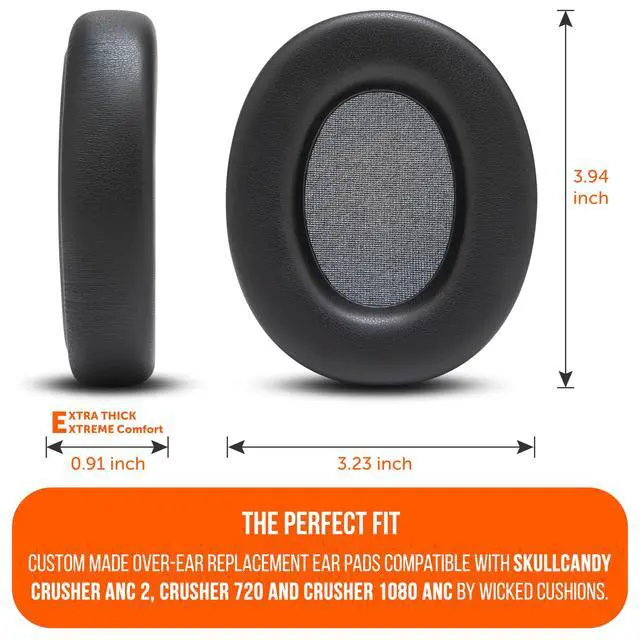 Alt view image 5 of 7 - PadZ Crusher ANC 2 - Replacement Earpads for Skullcandy Crusher ANC 2 | Made by Wicked Cushions | Also Fits Crusher 720 and 1080 | Enhanced Comfort & Sound Isolation | Black