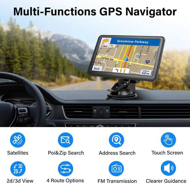 Alt view image 4 of 7 - GPS Navigator for Car Truck RV, 7" Touchscreen, 2026 Maps | 7" GPS Navigator for Car, Truck & RV with 2026 Maps, Truck Routing, Voice Guidance and Free Updates