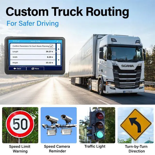 Alt view image 5 of 7 - GPS Navigator for Car Truck RV, 7" Touchscreen, 2026 Maps | 7" GPS Navigator for Car, Truck & RV with 2026 Maps, Truck Routing, Voice Guidance and Free Updates