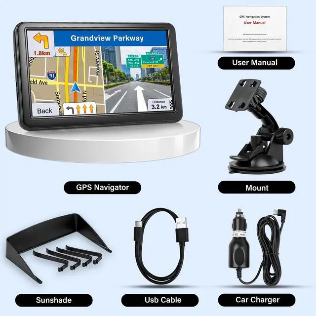 Alt view image 7 of 7 - GPS Navigator for Car Truck RV, 7" Touchscreen, 2026 Maps | 7" GPS Navigator for Car, Truck & RV with 2026 Maps, Truck Routing, Voice Guidance and Free Updates