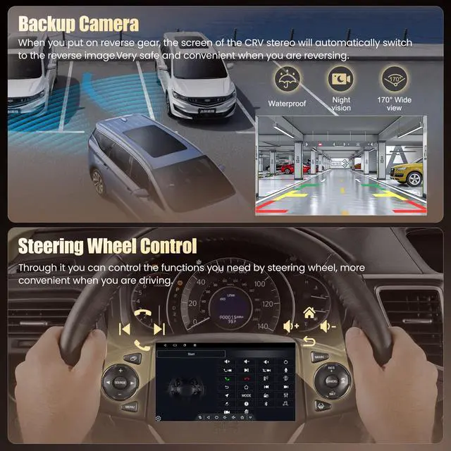 Alt view image 7 of 7 - (8Core + 128GB) Car Radio Stereo for Honda CRV 2012-2016 | QLED Touch Screen,Wireless Carplay&Android Auto&Mirrolink, FM Radio, GPS Navigation,DSP Setting,Back-up Camera,Blutooth,SWC