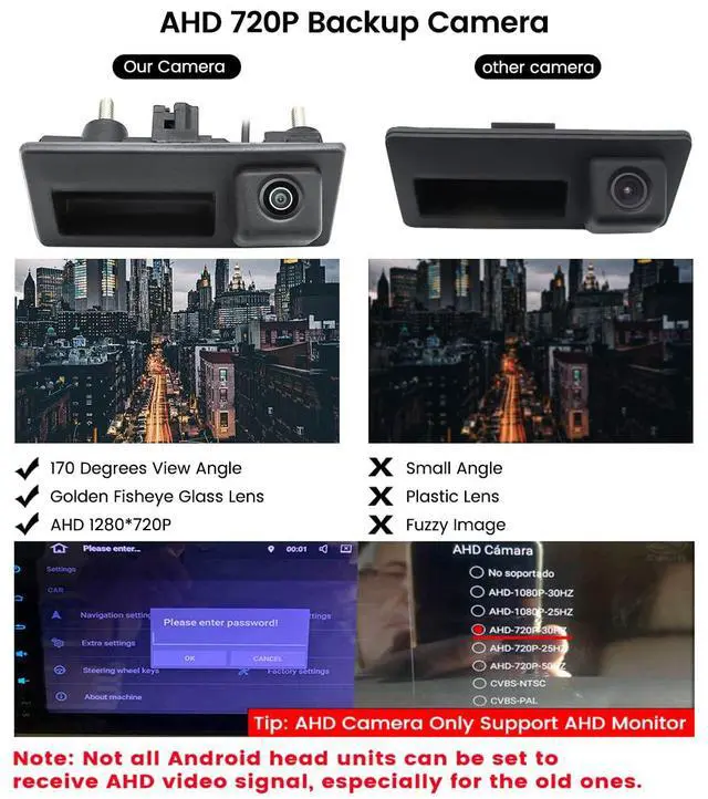 Alt view image 3 of 7 - HD 720P Vehicle Backup Camera for Audi A4L A5 A3 Q3 Q5 RS6 for VW Passat Tiguan Jetta Sharan Touareg Lavida Skoda, Car Rear View Trunk Handle Camera