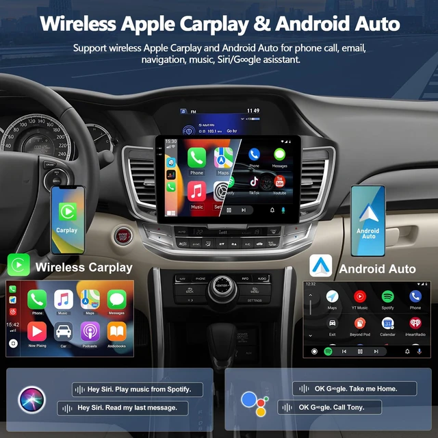 Alt view image 4 of 7 - 4G+128G Car Stereo for 2016 2017 Honda Accord 9th Radio (for Full Screen), Wireless CarPlay Android Auto, 10 Inch in-Cell 1280 * 720 Touch Screen Head Unit with GPS Bluetooth FM WiFi Backup Camera