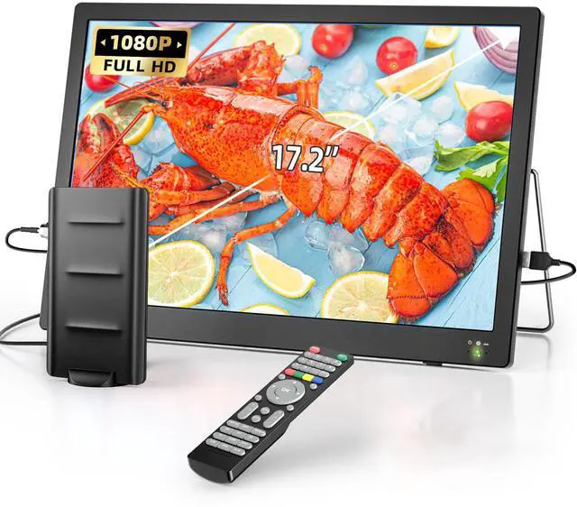 Main image of 17.2" Portable TV with Antenna, 7000mAH Built-in Powered TV | Support USB/HDMI/AV Input, 12V Small TV for Camping Kitchen Bedroom Patio RV Car Power Outage