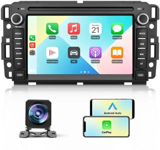 Main image of 4Core Car Radio Stereo for Chevy Silverado GMC Sierra 2007-2013, Android 13 with CarPlay Android Auto Bluetooth GPS Navigation 5GHz WiFi with Backup Camera