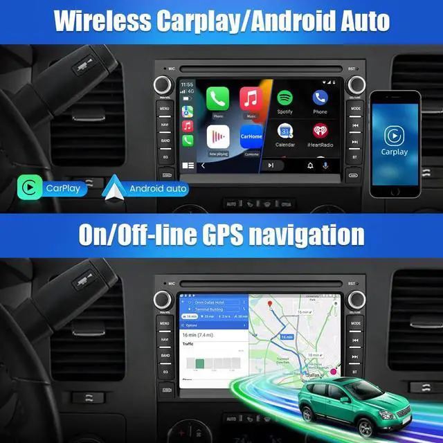 Alt view image 6 of 7 - 4Core Car Radio Stereo for Chevy Silverado GMC Sierra 2007-2013, Android 13 with CarPlay Android Auto Bluetooth GPS Navigation 5GHz WiFi with Backup Camera