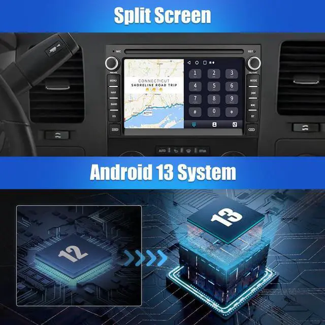 Alt view image 5 of 7 - 4Core Car Radio Stereo for Chevy Silverado GMC Sierra 2007-2013, Android 13 with CarPlay Android Auto Bluetooth GPS Navigation 5GHz WiFi with Backup Camera