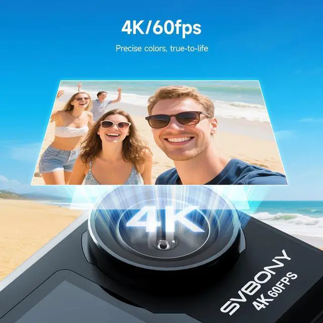 Alt view image 3 of 7 - ACT20 (2nd) 4K/60FPS Waterproof Underwater Camera 40FT Without Case | 6-Axis + AI Stabilization, Dual IPS Screen with Voice Control, 2 Battery for Snorkeling, Skiing