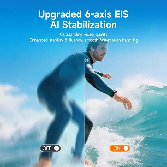 Alt view image 5 of 7 - ACT20 (2nd) 4K/60FPS Waterproof Underwater Camera 40FT Without Case | 6-Axis + AI Stabilization, Dual IPS Screen with Voice Control, 2 Battery for Snorkeling, Skiing