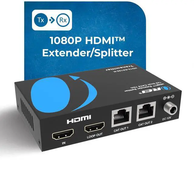 Alt view image 2 of 7 - 1x2 HDMI Extender Splitter Over Cable CAT6/7 1080P 132ft EDID Loop-Out | HDMI Extender Splitter Over CAT6 HDMI 1.4, 10.2Gbps, HDR10, Dolby Vision, HLG, Dolby TrueHD, DTS-HD Master Audio